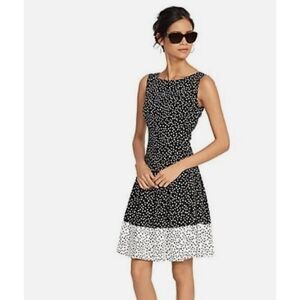 Ralph Lauren Fit and Flare Polka Dot Dress Sz‎ 10 Preppy Classic